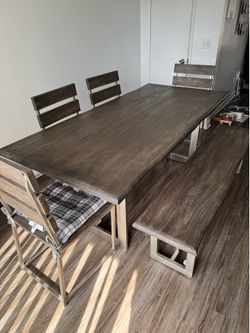 Dining table + chair and bench set