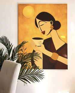 ✨ Original Painting — “Woman with a Cup” | Oil on Canvas | Modern Interior ✨