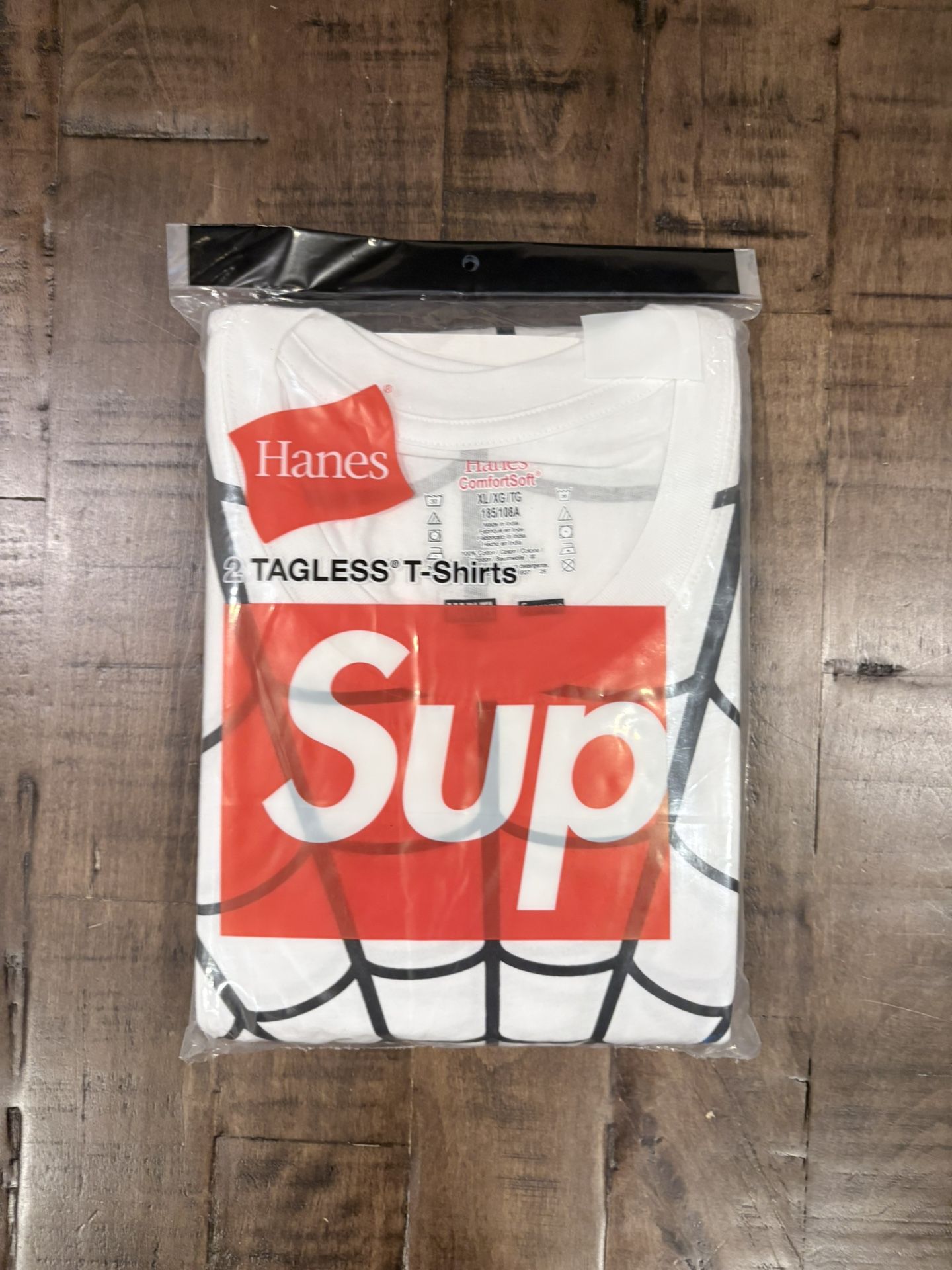 Size XL Supreme Hanes Spider-Man Tagless Tees (2 Pack) White