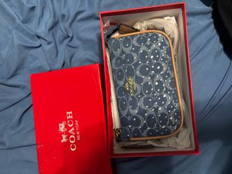 Coach Denim Signature Studded Wristlet