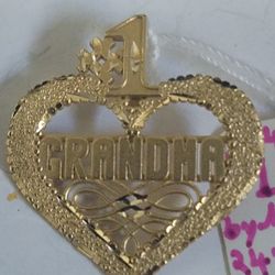 14k Yellow Gold #1 GrandMa by Michael Anthony Pendant 24mm In Size