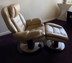 Leather Recliner and Ottoman