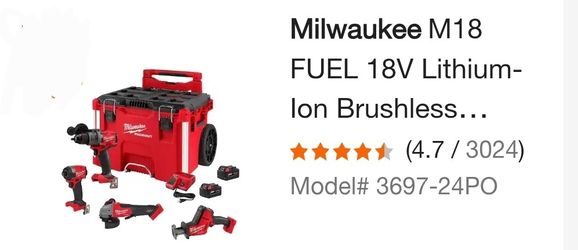 Milwaukee M18 Fuel 4pc Tool Combo Kit Inside Rolling Packout Base,New, Financing Available 