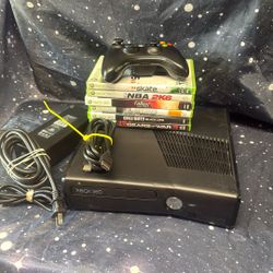 Xbox 360 Bundle console Lot with 1 Controllers, Cords and 6 Games