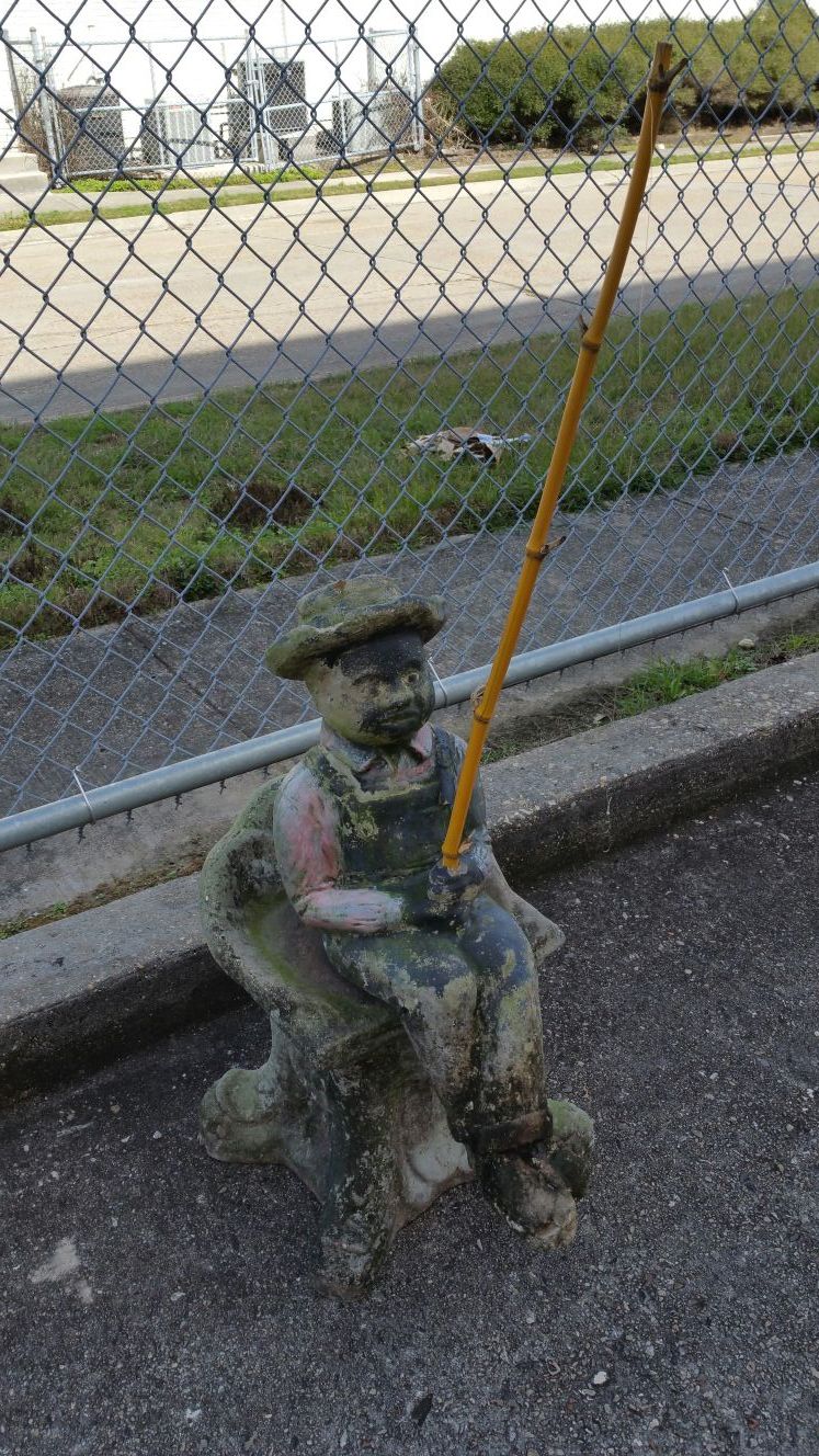 Vintage Black Americana Boy Fishing Cement Statue for Sale in Metairie