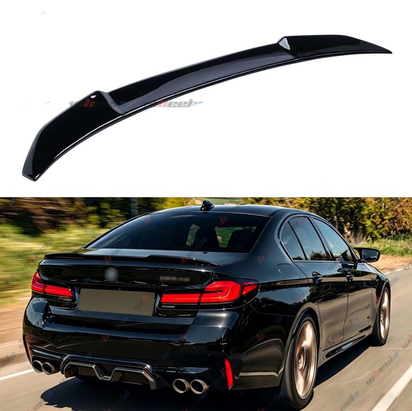 GLOSS BLACK CS STYLE TRUNK SPOILER FOR 2017-23 BMW 5-SERIES G30 530I 540I M550I
