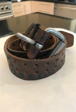 Leather belt with rivets mens 43”x2”. Italian leather.