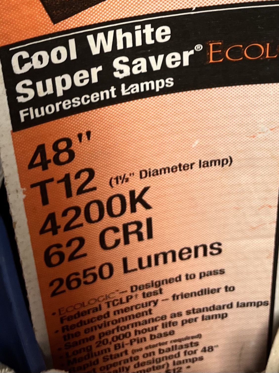 48" T12 Cool White Super Saver Ecologic Fluorescent Lamps