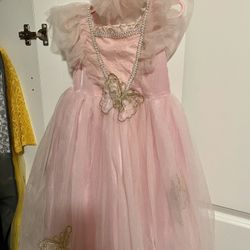 Pink Butterfly Princess Costume Dress Size 4 With Headband