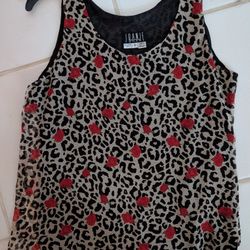 Joanie Char, Top Silk Leopard And Red Roses