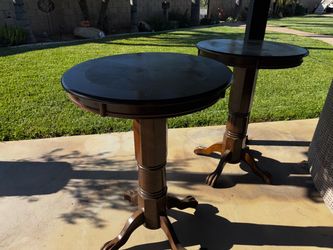 Bar height round solid wood tables