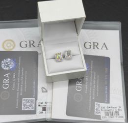 4cttw emerald cut Real vvs1 Moissanite halo Earrings