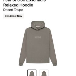 Essentials Fear Of God Hoodie Dessert Toupe Men’s size m