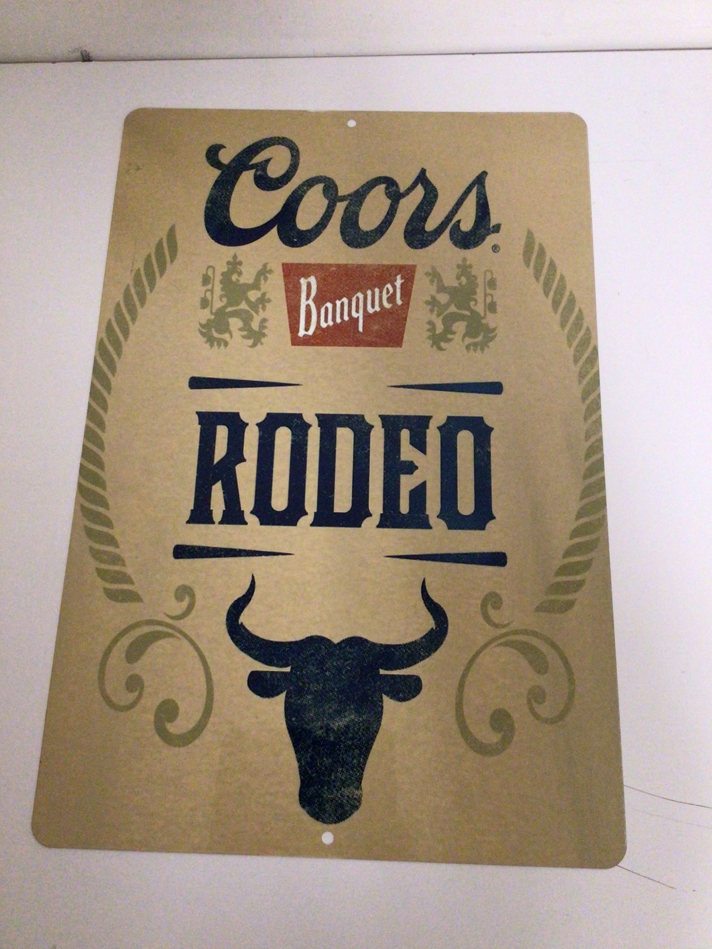Coors Banquet Rodeo Bull metal tin sign