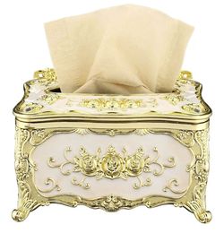 Vintage White & Gold Floral Tissue Box Holder
