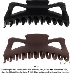 2 Pack XXL Jumbo Claw Clips - Black & Brown