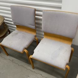 1970s Saunders Designare Plycraft Dining Chair set of two could use reupholstery 