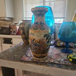 Satsuma Painted Vase 14"