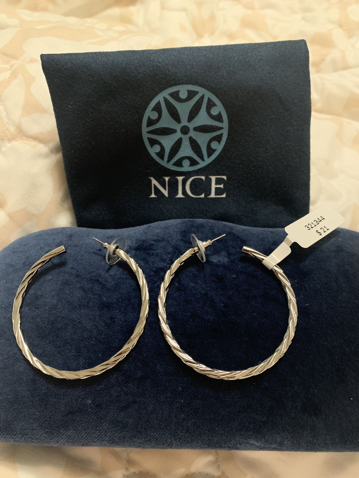 Nice And Bella Rhodium Hoops