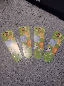 Reversible Fan Blades, 17 Inches Long. Great For Kids Room, Jungle Animals/Moon And Stars
