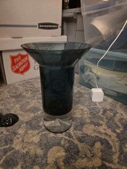 Blue-Gray Flared Glass Vase mcm