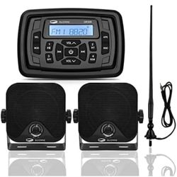 Boats Marine Radio Bluetooth and Speakers Audio System Package - Waterproof Marine 