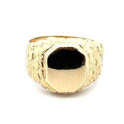 Men’s 14k Yellow Gold Nugget Signet Ring Size 9 GP3133990