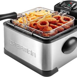 Chefman 4.5L Dual Cook Pro Deep Fryer with Basket Strainer and Removable Divider, Jumbo XL Size, Adjustable Temp & Timer, Perfect for Chicken, Fries, 