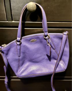Coach Mini Kelsey Satchel F28994 Metallic Lilac Pebble Leather Crossbody Bag