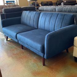 Blue Velvet Flip flop Futon Sofa 