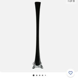 Vintage Tall Glass Black Vase