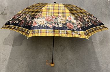 Cheery TOTE Umbrella Plaid & Floral 36” Diameter Single Canopy - NEAT.!