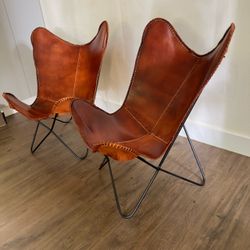 Real Leather Butterfly Chairs
