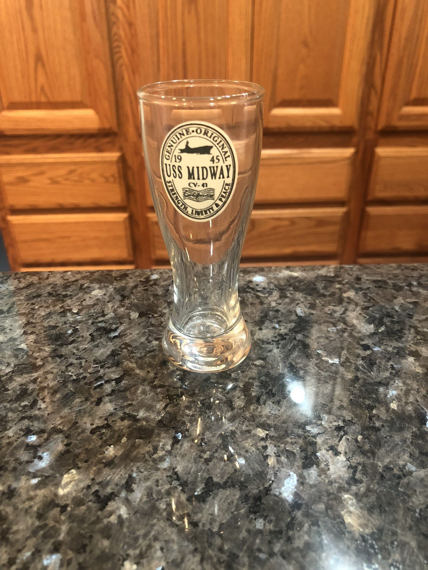 Mini Beer Glass/ Shot Glass 1945 USS Midway CV41,  New Never Used 