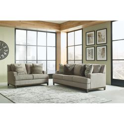 Contemporary Sofa Loveseat With Decorative Pillows 