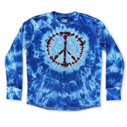 Mossimo XL Blue Tie-Dye Peace Sign Thermal Shirt Retro Hippie