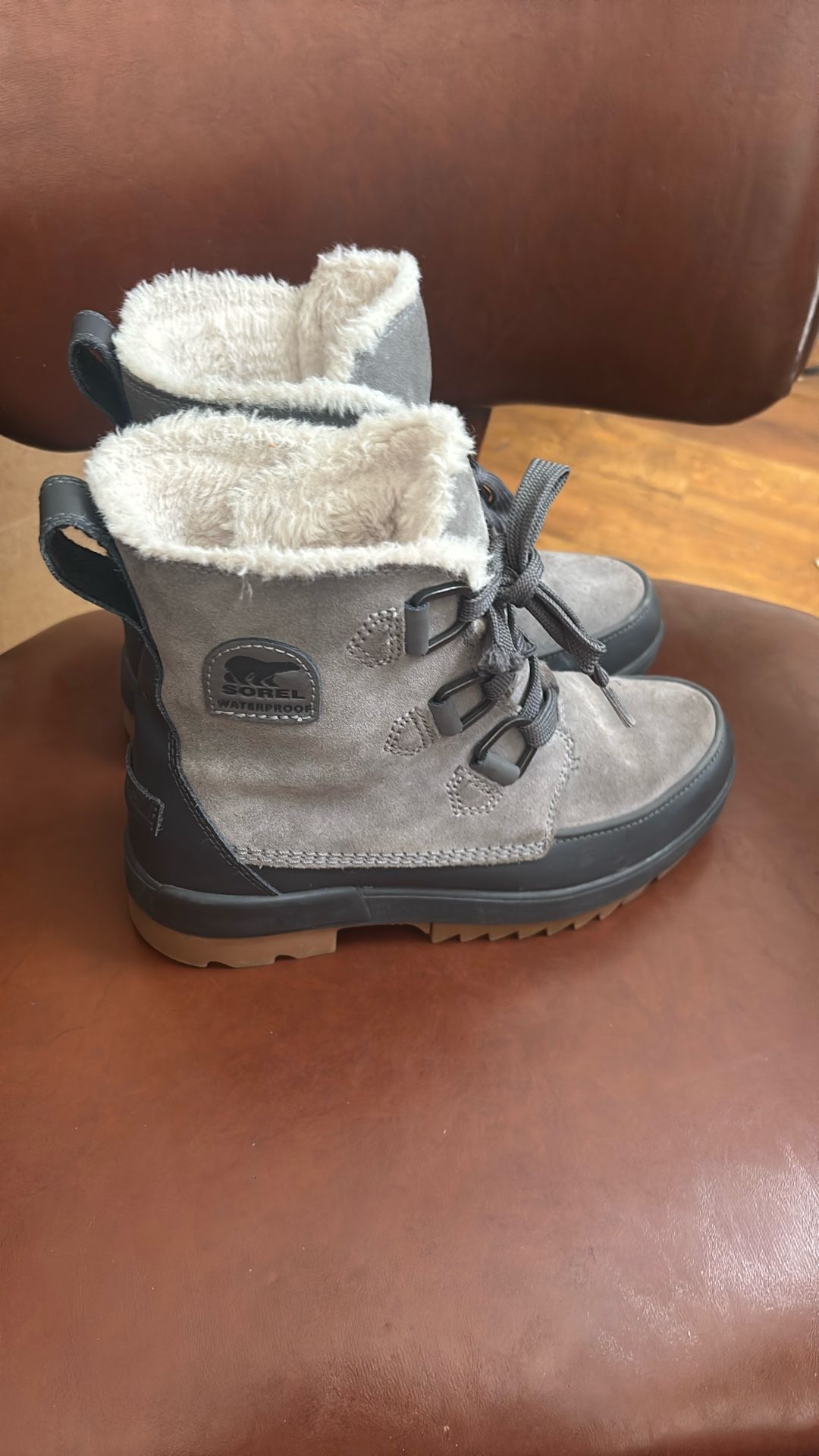 SOREL WOMENS TIVOLI IV WATERPROOF SUEDE BOOTS, THINSULATE QUARRY GRAY size 8.5