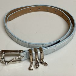 Brighton Size 32 Blue Leather Belt With Charms. Excellent Condition!