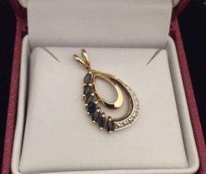 Sterling Gold Tone Sapphire Pendant