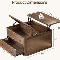 🥨31.5" Lift Top Coffee Table with Storage,Square Coffee Tables with Lifting top for Living Room,Farmhouse Coffee Table with Large Drawers