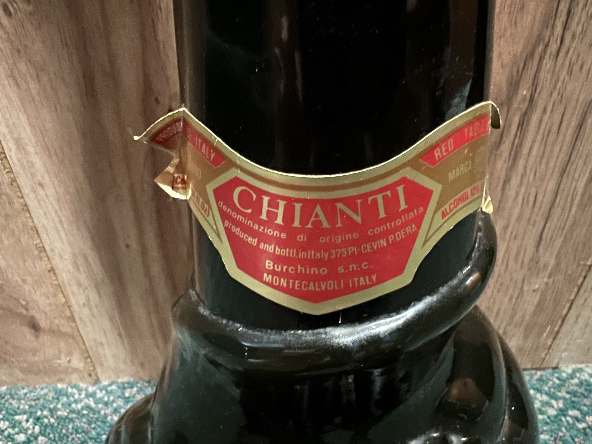 Vintage Chianti Glass Wine Bottle