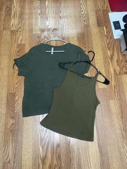 2 Green Shirt Tops Size L/XL
