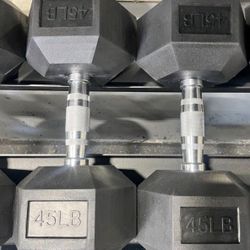Hex Rubber Dumbbell Pair 45lb BRAND NEW Vesta Fitness - $107.10+tax