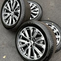New OEM 22" inch Chevy Silverado 1500 Tahoe Suburban Wheels Rims 6x5.5 6x139.7 Bridgestone 275/50/22 Tires Hablo Espanol