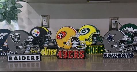 NFL helmet display signs