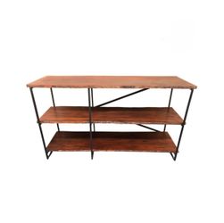 Teak and metal credenza shelving unit