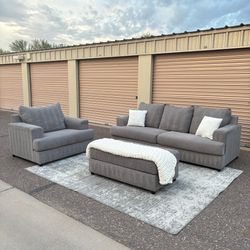 Ashley Soletren Sofa + Chair & Ottoman Set (Grey)