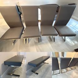 4 Modern Dining Chairs And Bench Sitting For 6