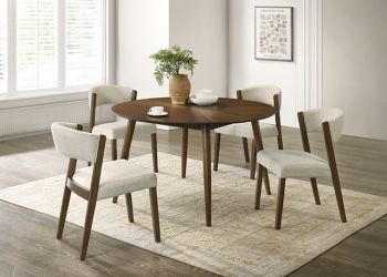 Mid-Century Modern Walnut Round Dining Table – Seats 4 - MCM - MUEBLES MESA COMEDOR SILLAS