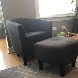 Small Gray Chair And Ottoman